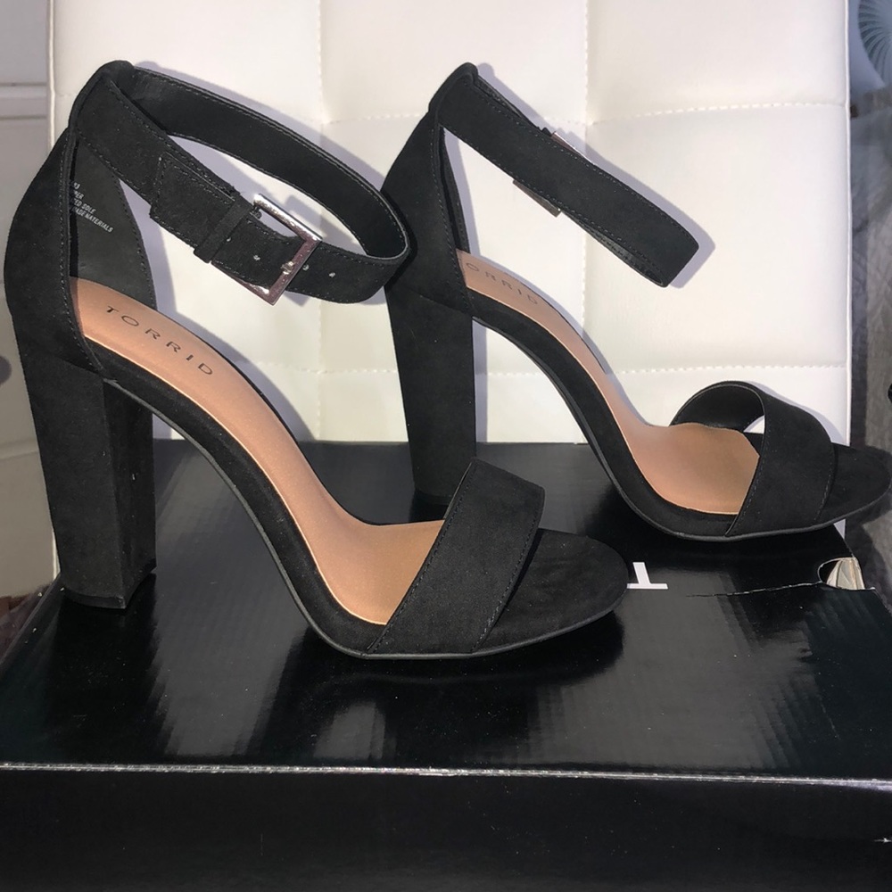 Torrid - Black Faux Suede Ankle Strap Tapered Heel - Picture 3 of 6